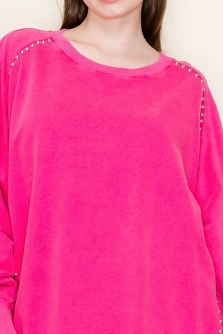 Tibby Washed Pink Solid Knit Top