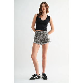 Leopard Monroe Frayed Shorts