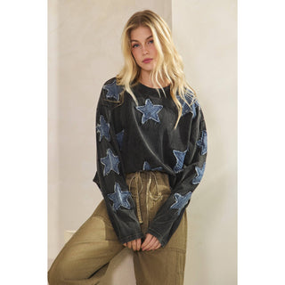 Moonfall Star Denim Pullover