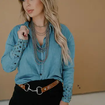 Denim Trails Top