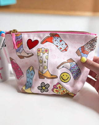 Western Cowgirl Boots Canvas Pouch