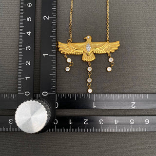 Zircon Inlaid Bird Gold Necklace
