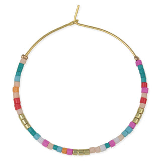 Multi Tiny Seed Bead Gold Hoops