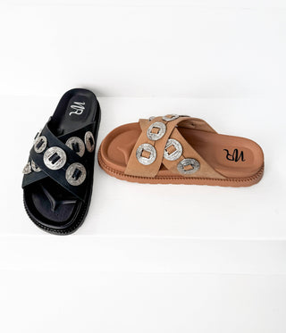 Western Buckle Sandal in Black