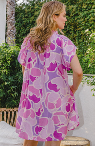 Lavender Floral Printed Mini Dress