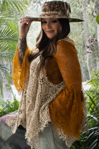 Golden Garden Tea Lace Top by Jaded Gypsy