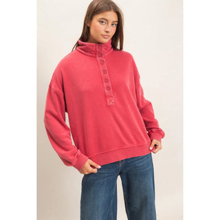 Ruby Range Mineral Wash Button-Front Sweatshirt