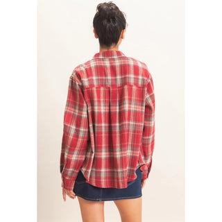 Rosalie Red Stripe Button Down Top