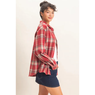 Rosalie Red Stripe Button Down Top
