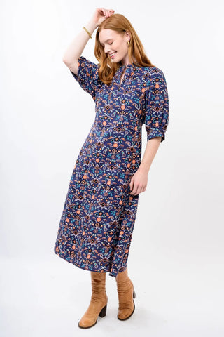 Willow Navy Midi Popover Dress