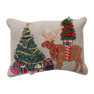 Yuletide Stag & Tree Appliqué Pillow