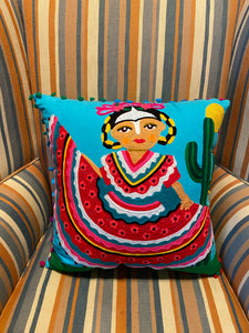Amor Frida Embroidered Pillow